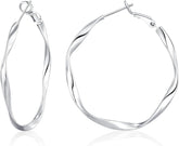 OOOPEL Gold Hoops Earrings for Women, Big 925 Sterling Silver Hoop Earrings Lightweight Hypoallergenic Sterling Silver Hoop Earrings for Women 30MM 40MM 50MM 60MM
