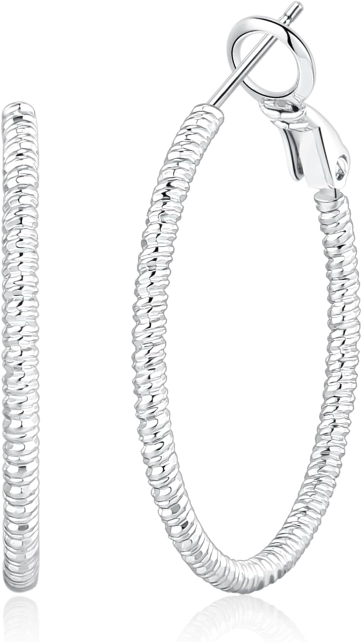 OOOPEL Gold Hoops Earrings for Women, 14k Real Gold Plated Big Earring Hoops Lightweight Earrings Hypoallergenic Large Sterling Silver Hoop Earring for Women 30MM 40MM 50MM 60MM