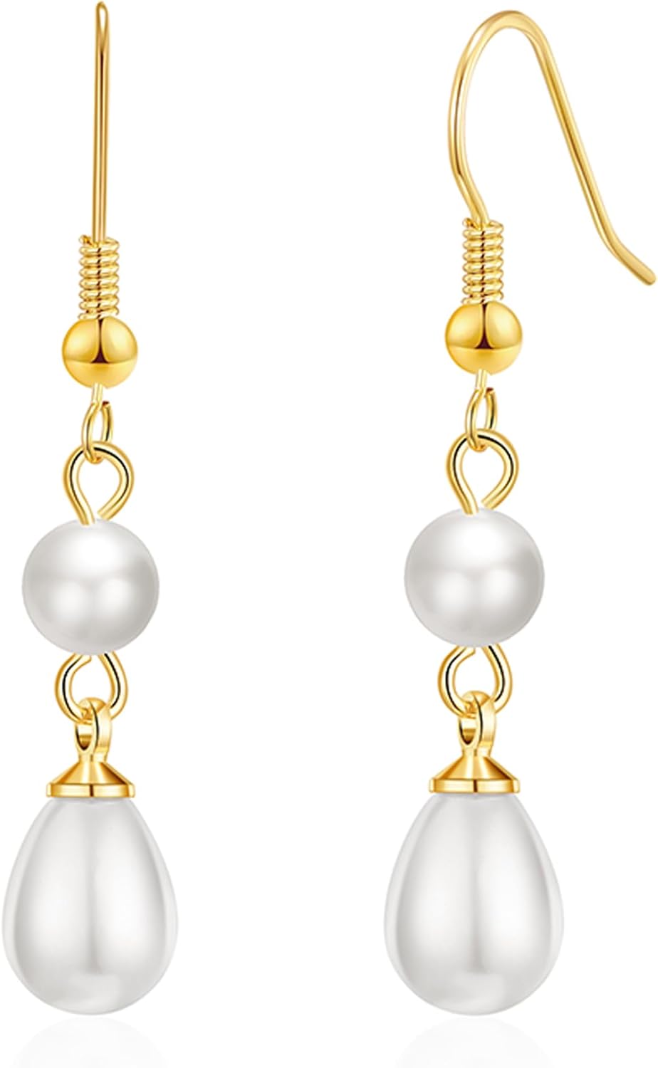 OOOPEL Pearl Earrings for Women Freshwater Pearl Dangle Earrings Sterling Silver Elegant Pearl Stud 14K Gold Plated Handpicked Freshwater Cultured Pearl Earrings Wedding Gifts for Women