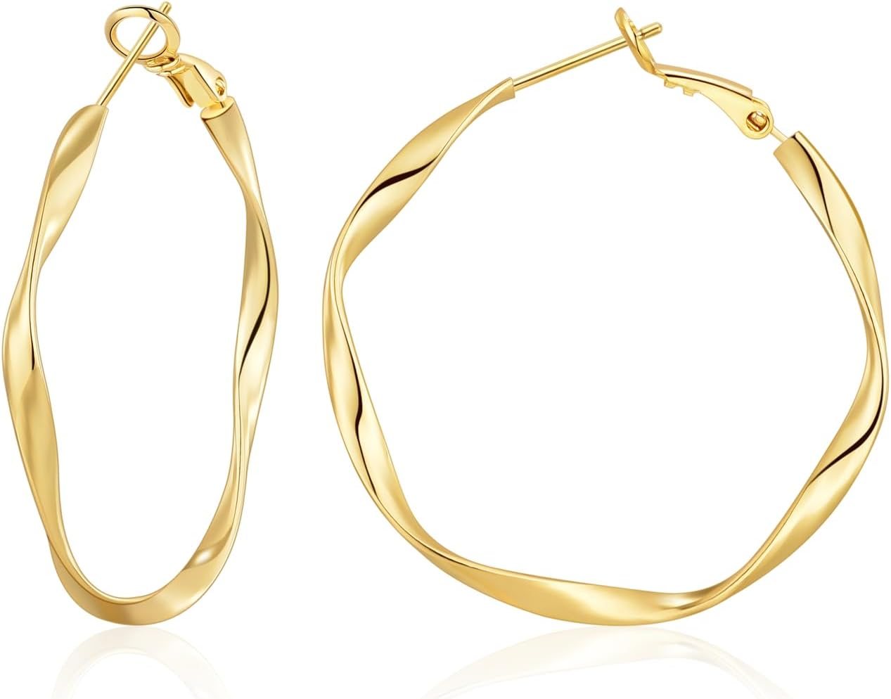 OOOPEL Gold Hoops Earrings for Women, Big 925 Sterling Silver Hoop Earrings Lightweight Hypoallergenic Sterling Silver Hoop Earrings for Women 30MM 40MM 50MM 60MM