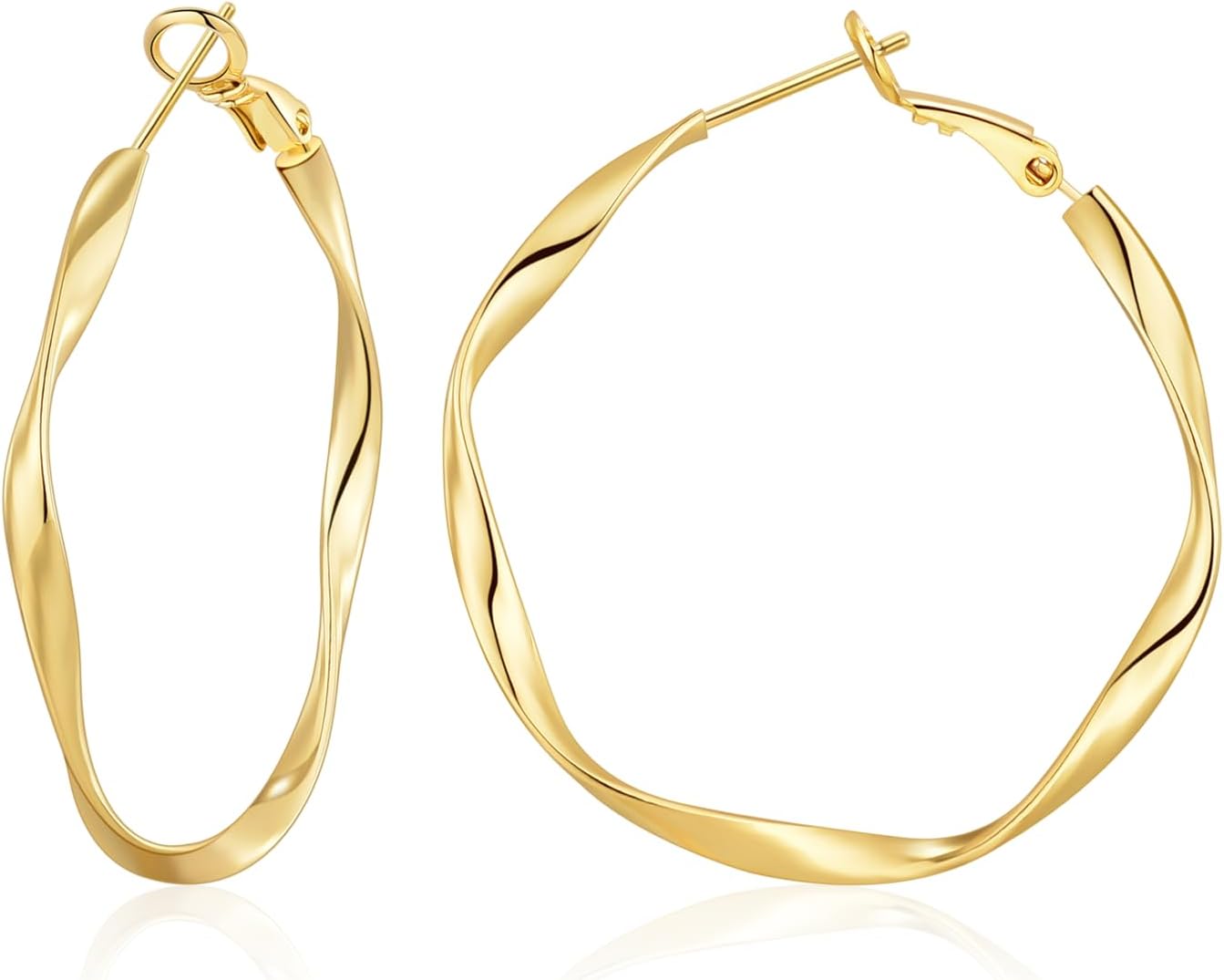 OOOPEL Gold Hoops Earrings for Women, Big 925 Sterling Silver Hoop Earrings Lightweight Hypoallergenic Sterling Silver Hoop Earrings for Women 30MM 40MM 50MM 60MM
