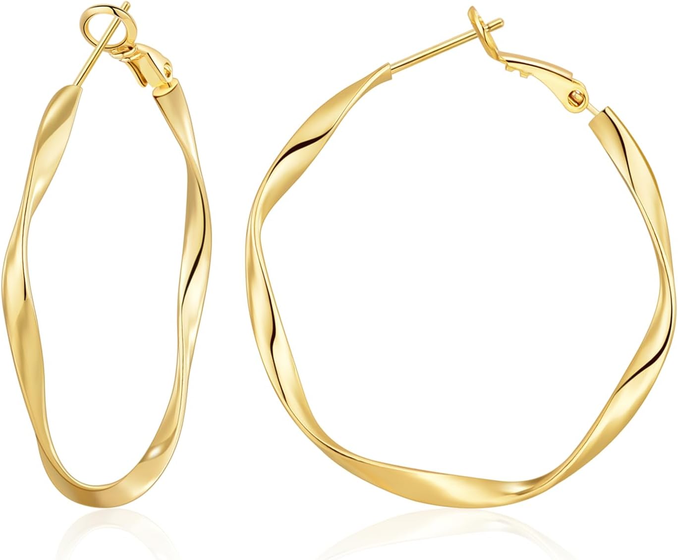OOOPEL Gold Hoops Earrings for Women, Big 925 Sterling Silver Hoop Earrings Lightweight Hypoallergenic Sterling Silver Hoop Earrings for Women 30MM 40MM 50MM 60MM