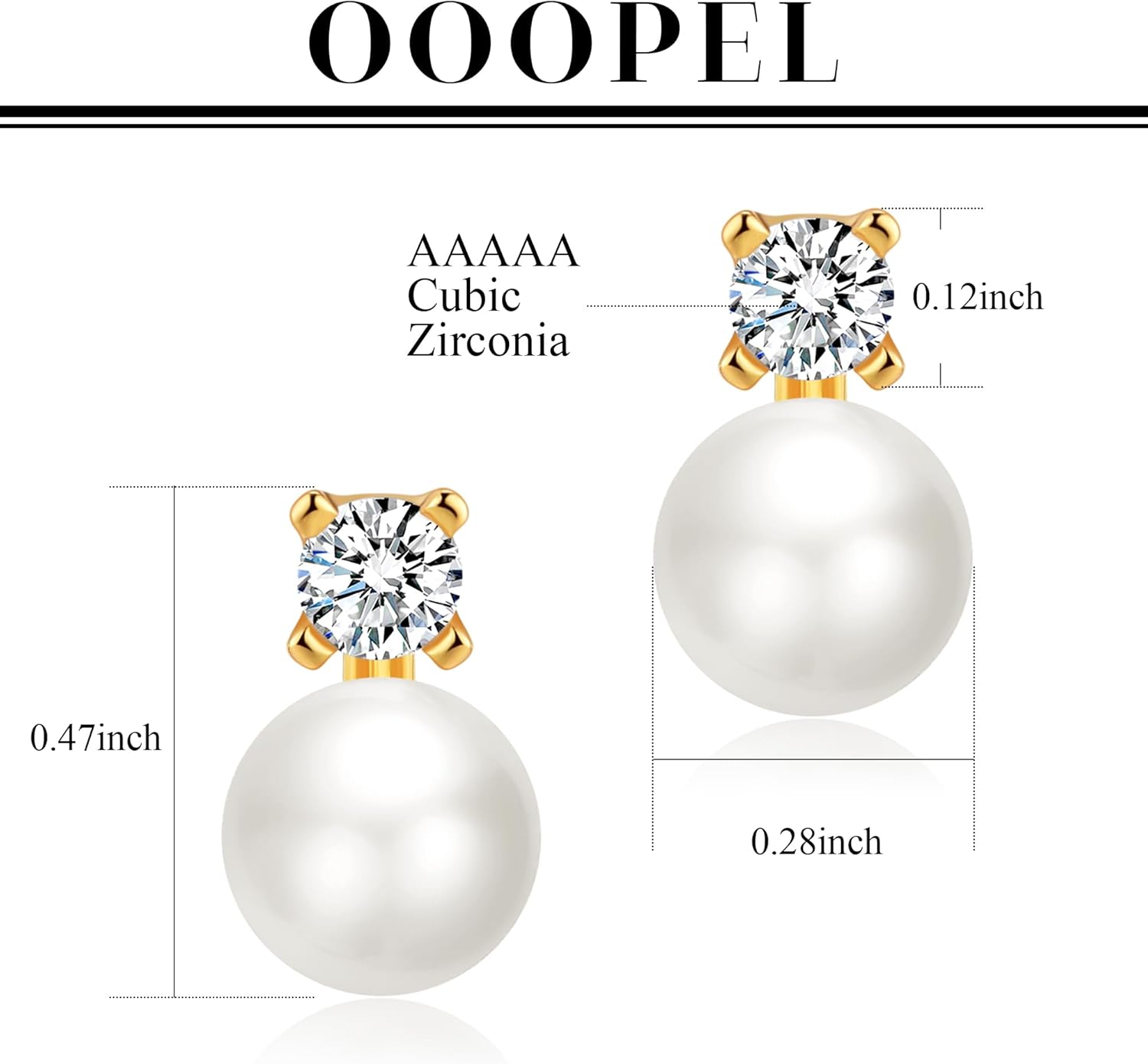 OOOPEL Pearl Earrings for Women Freshwater Pearl Dangle Earrings Sterling Silver Elegant Pearl Stud 14K Gold Plated Handpicked Freshwater Cultured Pearl Earrings Wedding Gifts for Women
