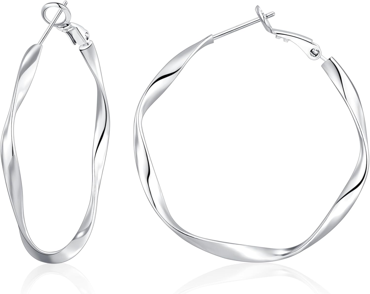 OOOPEL Gold Hoops Earrings for Women, Big 925 Sterling Silver Hoop Earrings Lightweight Hypoallergenic Sterling Silver Hoop Earrings for Women 30MM 40MM 50MM 60MM