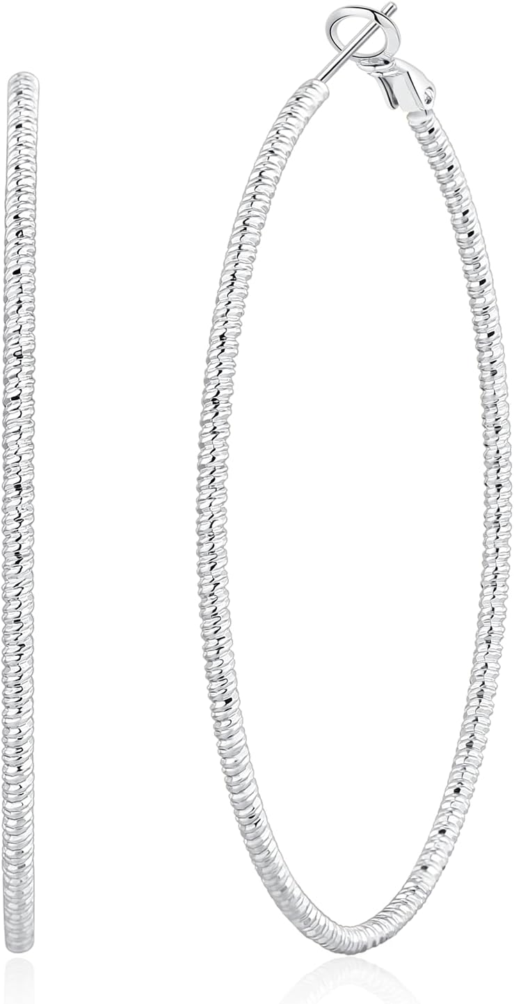 OOOPEL Gold Hoops Earrings for Women, 14k Real Gold Plated Big Earring Hoops Lightweight Earrings Hypoallergenic Large Sterling Silver Hoop Earring for Women 30MM 40MM 50MM 60MM