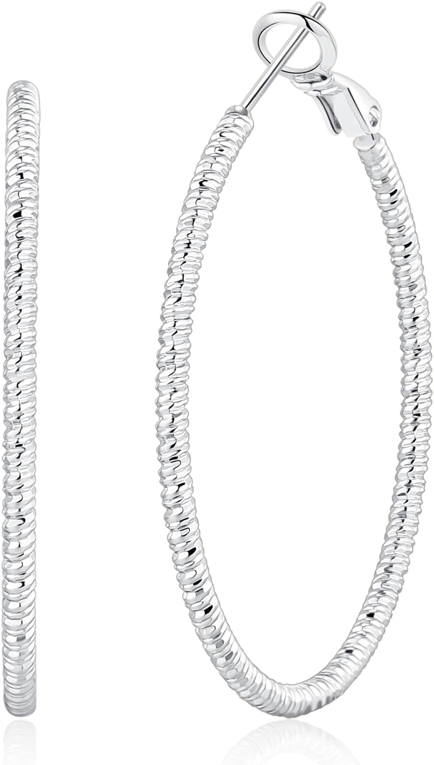 OOOPEL Gold Hoops Earrings for Women, 14k Real Gold Plated Big Earring Hoops Lightweight Earrings Hypoallergenic Large Sterling Silver Hoop Earring for Women 30MM 40MM 50MM 60MM