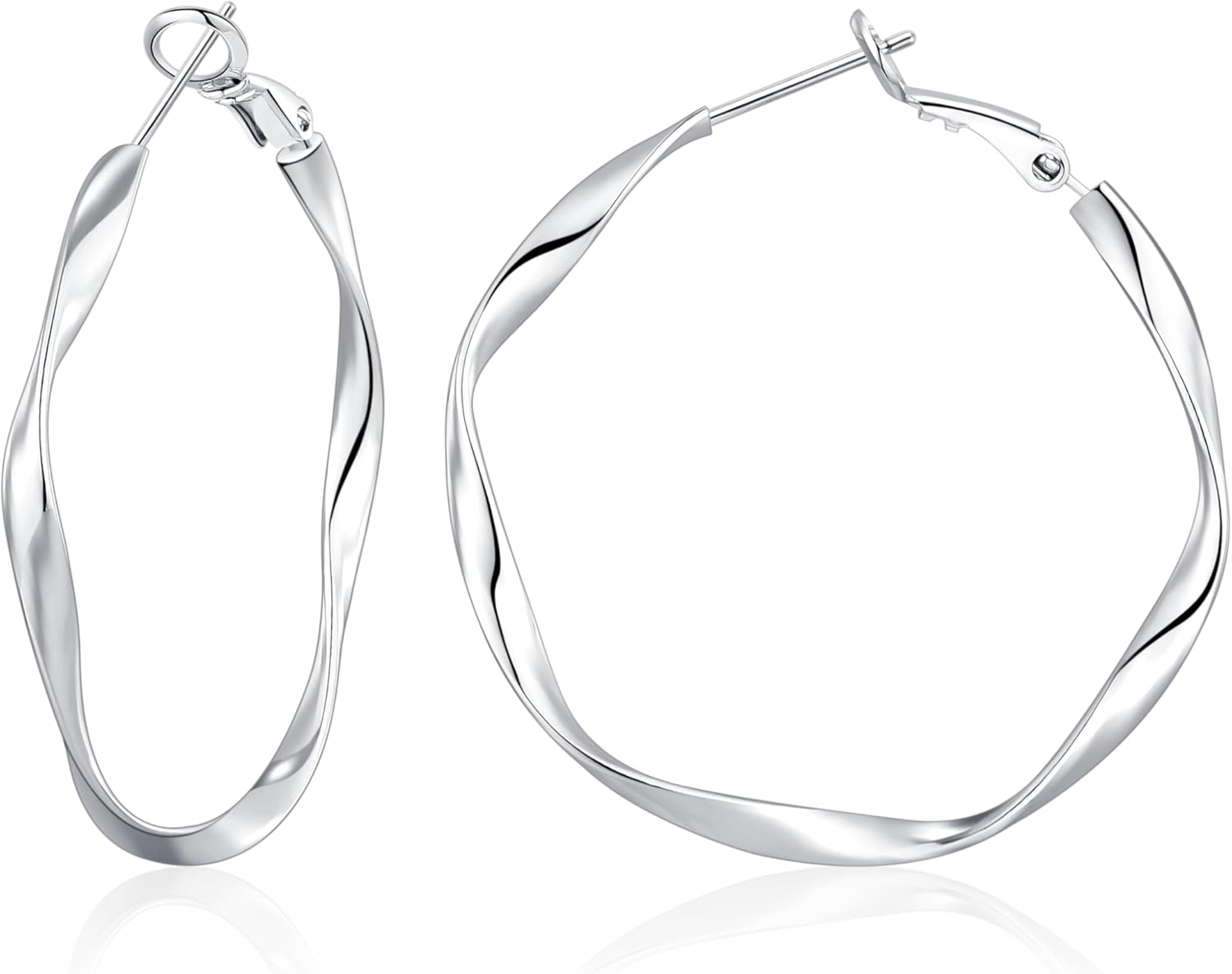 OOOPEL Gold Hoops Earrings for Women, Big 925 Sterling Silver Hoop Earrings Lightweight Hypoallergenic Sterling Silver Hoop Earrings for Women 30MM 40MM 50MM 60MM