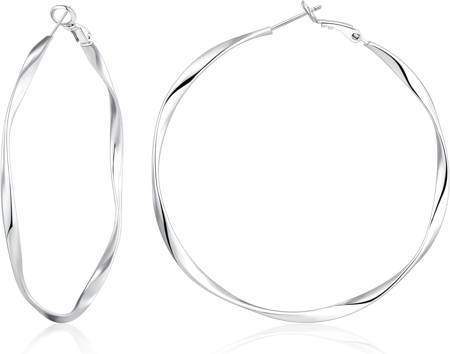 OOOPEL Gold Hoops Earrings for Women, Big 925 Sterling Silver Hoop Earrings Lightweight Hypoallergenic Sterling Silver Hoop Earrings for Women 30MM 40MM 50MM 60MM
