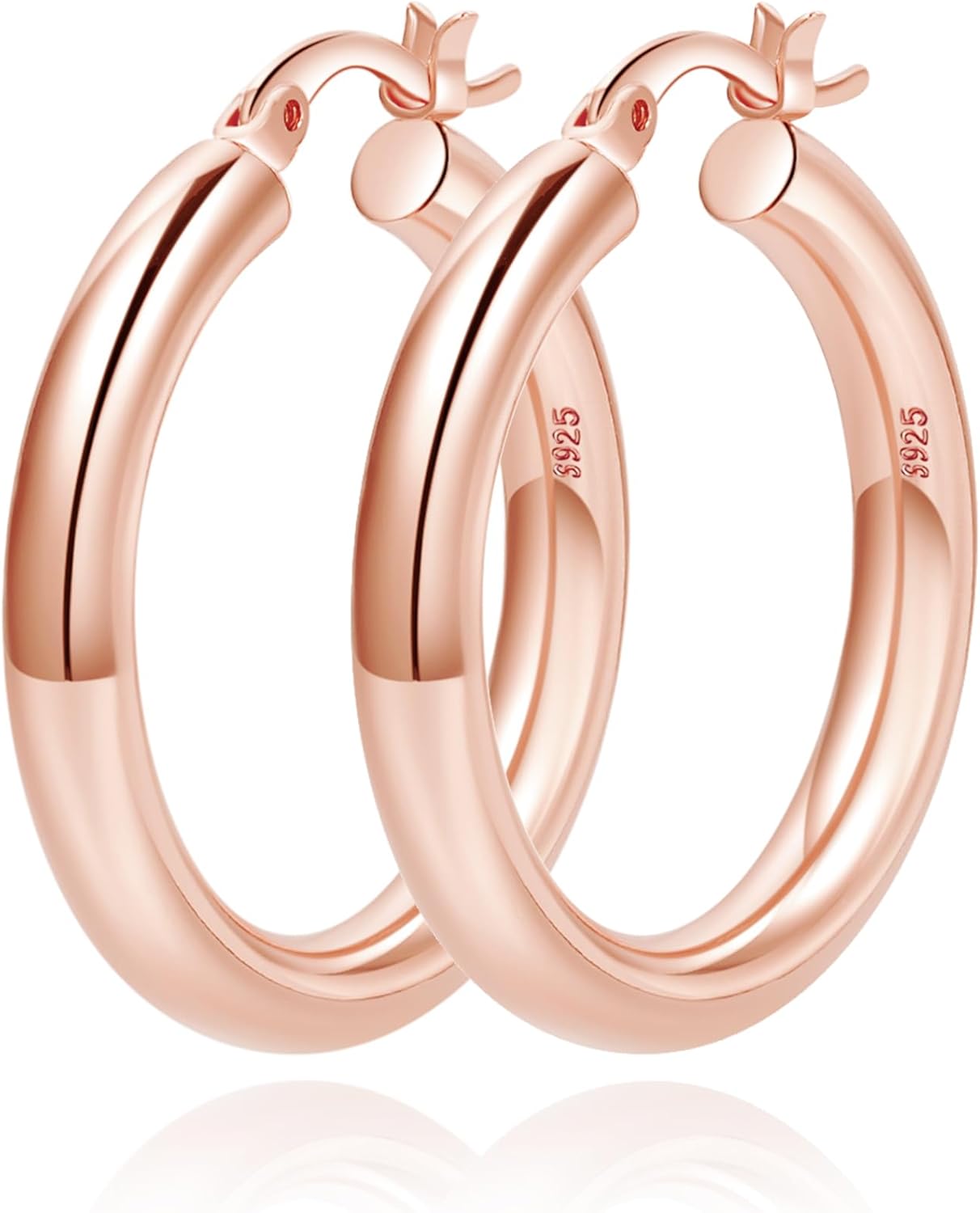 4mm Thick Gold Chunky Earrings Steling Silver Post Hoops Earrings For Women Hollow Tube Hoops Earrings Thick Gold Hoop Earrings Hypoallergenic Lightweight Gold Hoop Large Earrings 20/30/40/50/60MM