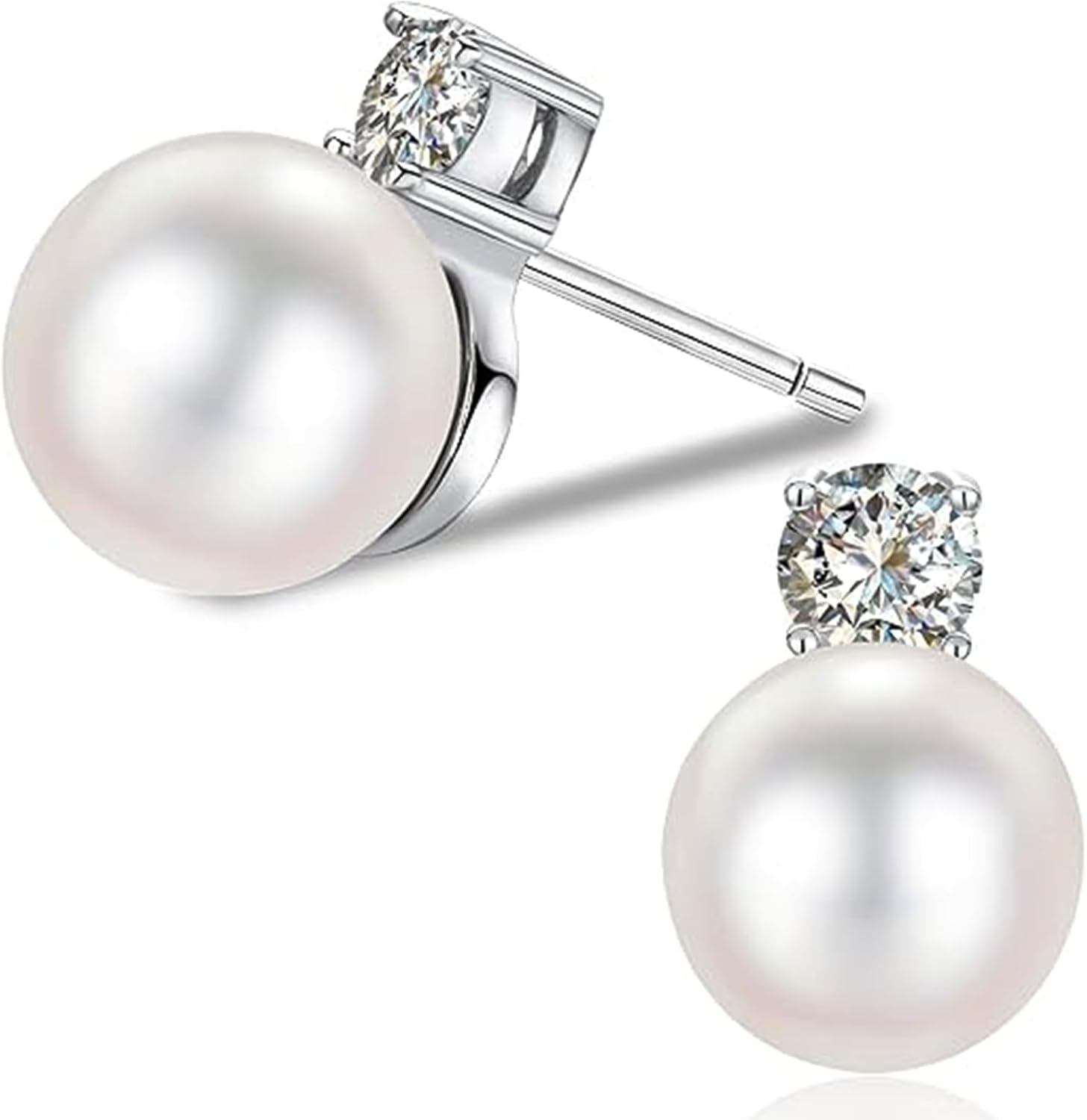 OOOPEL Pearl Earrings for Women Freshwater Pearl Dangle Earrings Sterling Silver Elegant Pearl Stud 14K Gold Plated Handpicked Freshwater Cultured Pearl Earrings Wedding Gifts for Women