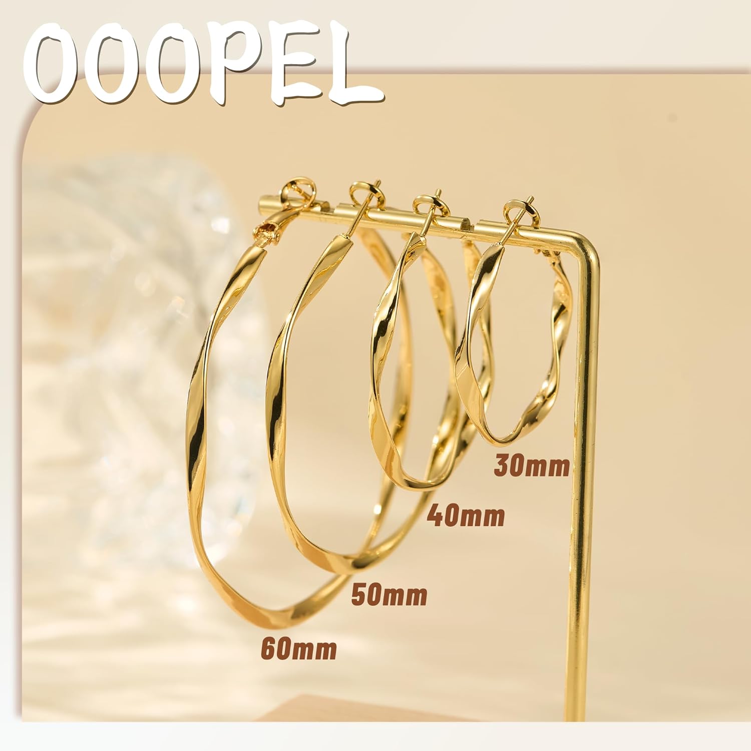 OOOPEL Gold Hoops Earrings for Women, Big 925 Sterling Silver Hoop Earrings Lightweight Hypoallergenic Sterling Silver Hoop Earrings for Women 30MM 40MM 50MM 60MM