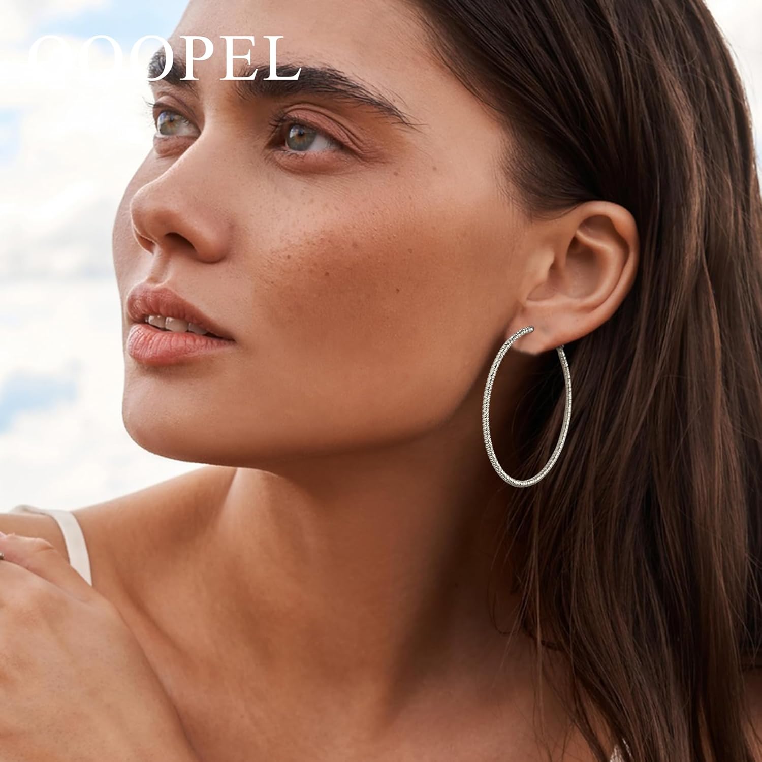 OOOPEL Gold Hoops Earrings for Women, 14k Real Gold Plated Big Earring Hoops Lightweight Earrings Hypoallergenic Large Sterling Silver Hoop Earring for Women 30MM 40MM 50MM 60MM
