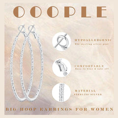 OOOPEL Gold Hoops Earrings for Women, 14k Real Gold Plated Big Earring Hoops Lightweight Earrings Hypoallergenic Large Sterling Silver Hoop Earring for Women 30MM 40MM 50MM 60MM