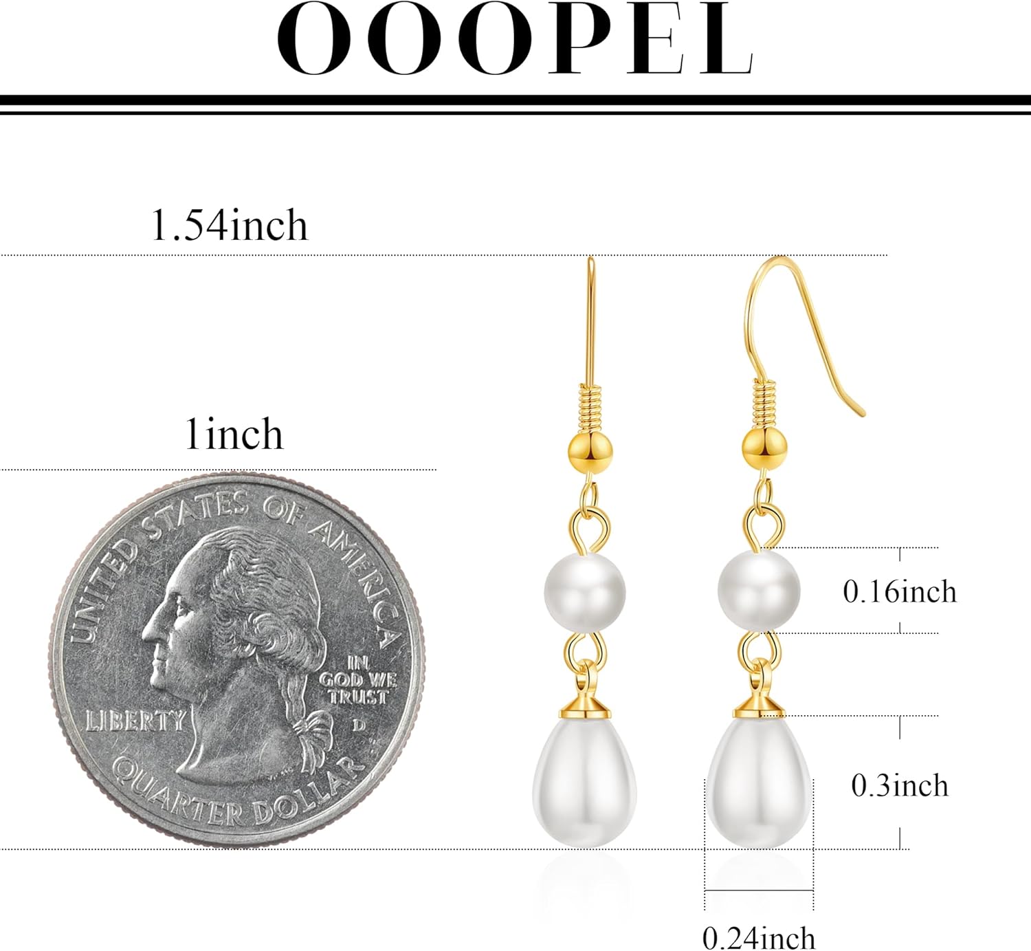 OOOPEL Pearl Earrings for Women Freshwater Pearl Dangle Earrings Sterling Silver Elegant Pearl Stud 14K Gold Plated Handpicked Freshwater Cultured Pearl Earrings Wedding Gifts for Women