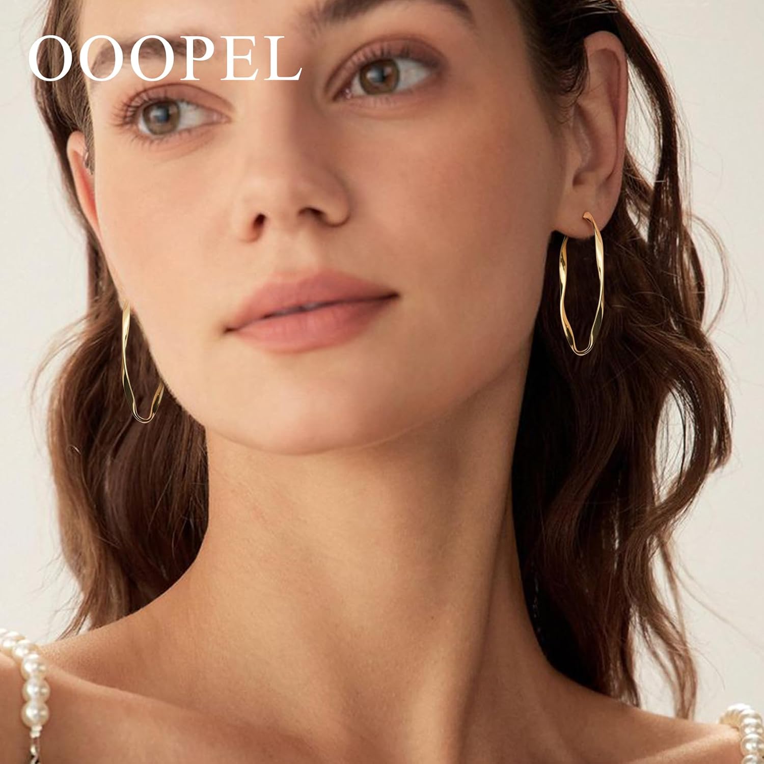 OOOPEL Gold Hoops Earrings for Women, Big 925 Sterling Silver Hoop Earrings Lightweight Hypoallergenic Sterling Silver Hoop Earrings for Women 30MM 40MM 50MM 60MM