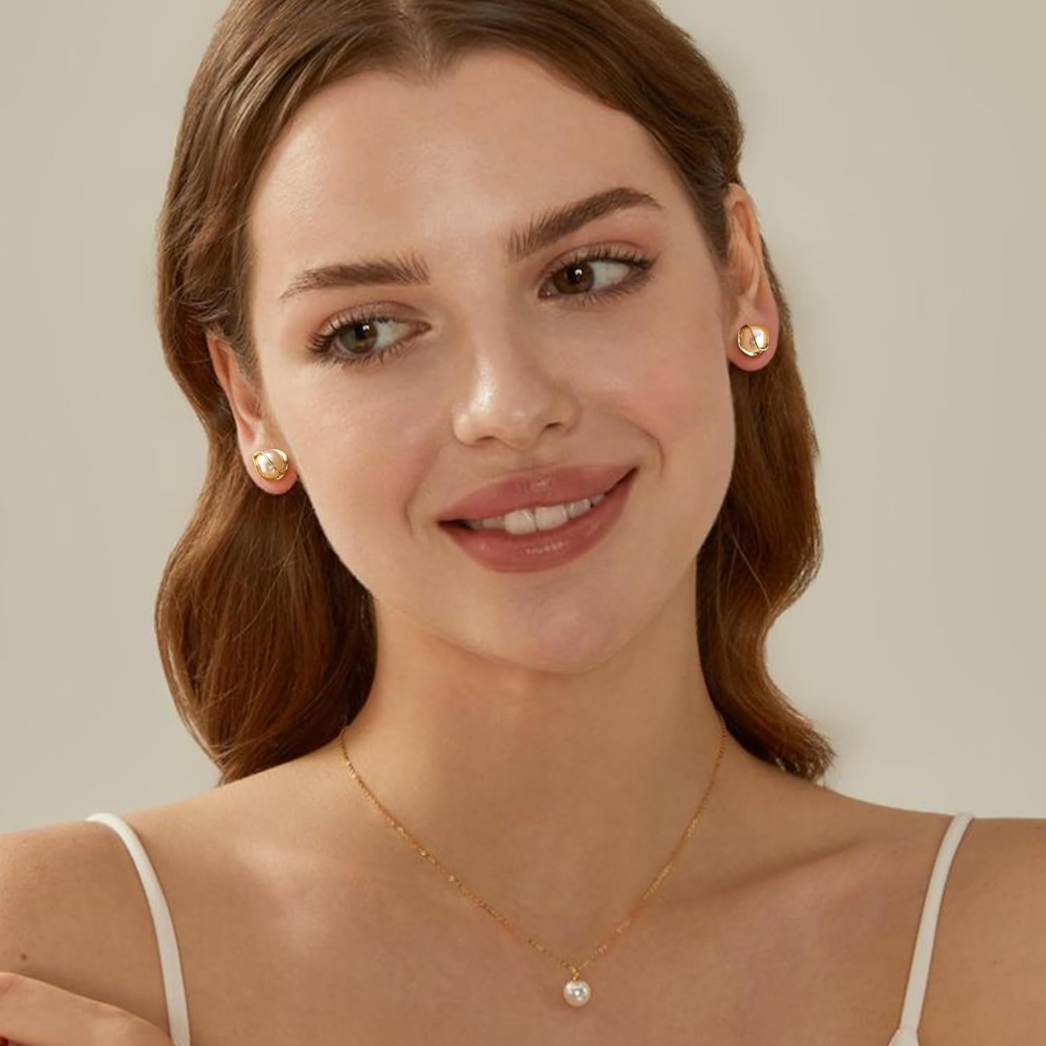 OOOPEL Pearl Earrings for Women Freshwater Pearl Dangle Earrings Sterling Silver Elegant Pearl Stud 14K Gold Plated Handpicked Freshwater Cultured Pearl Earrings Wedding Gifts for Women