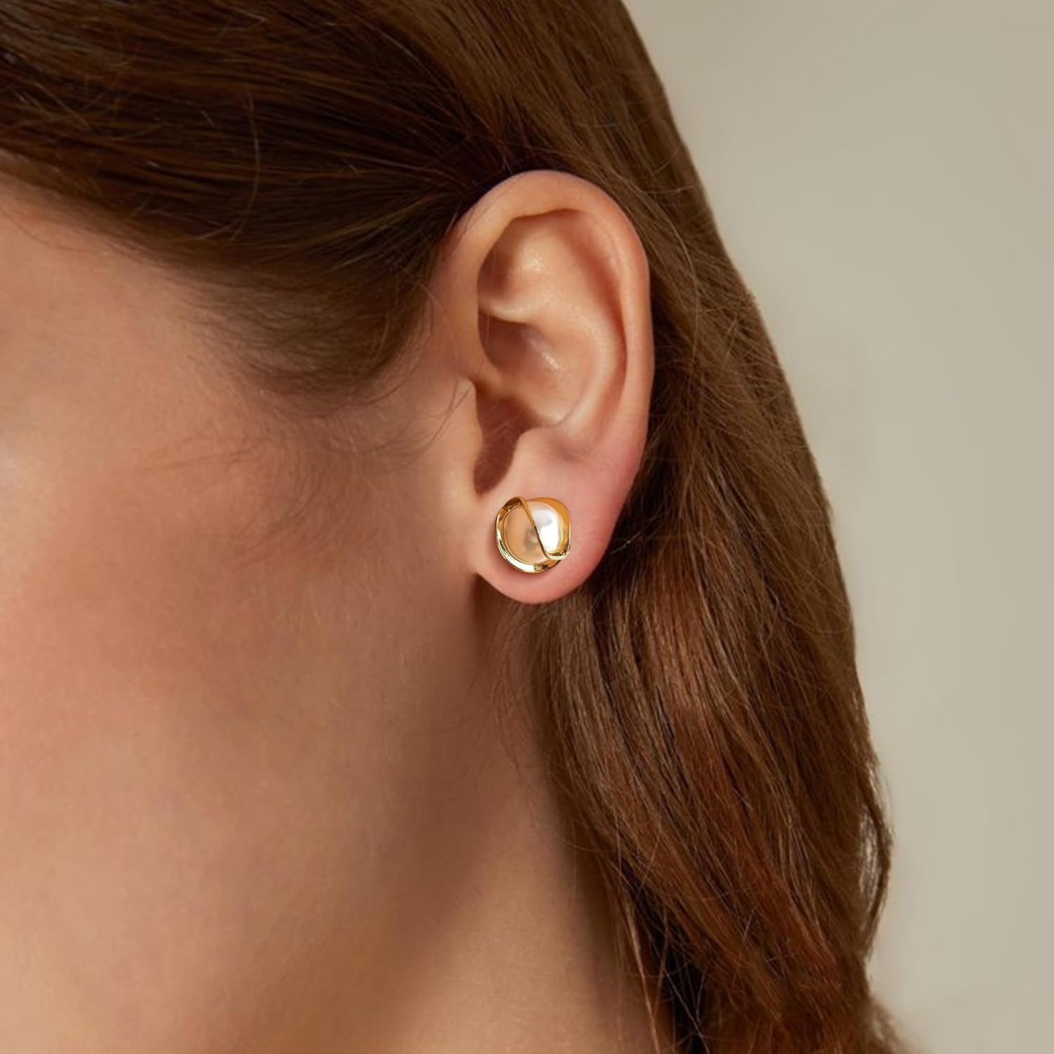 OOOPEL Pearl Earrings for Women Freshwater Pearl Dangle Earrings Sterling Silver Elegant Pearl Stud 14K Gold Plated Handpicked Freshwater Cultured Pearl Earrings Wedding Gifts for Women