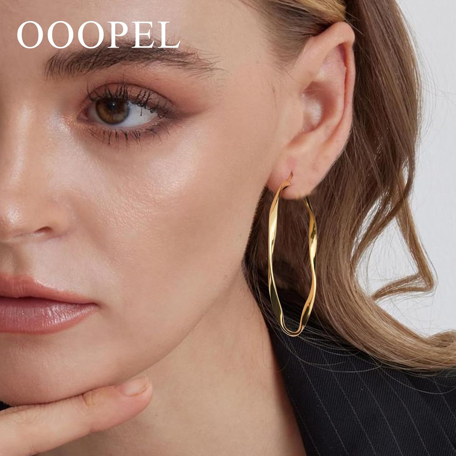 OOOPEL Gold Hoops Earrings for Women, Big 925 Sterling Silver Hoop Earrings Lightweight Hypoallergenic Sterling Silver Hoop Earrings for Women 30MM 40MM 50MM 60MM
