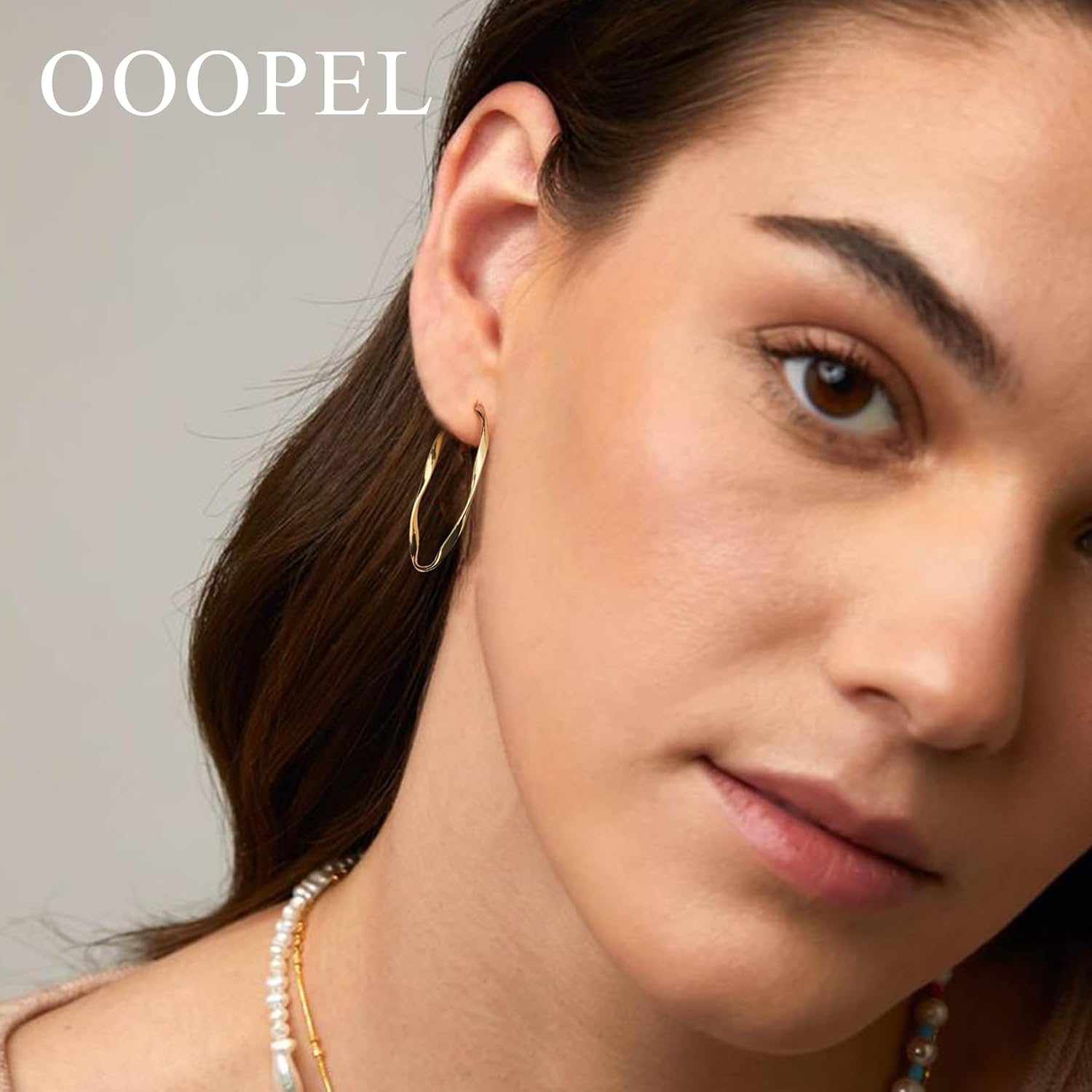OOOPEL Gold Hoops Earrings for Women, Big 925 Sterling Silver Hoop Earrings Lightweight Hypoallergenic Sterling Silver Hoop Earrings for Women 30MM 40MM 50MM 60MM