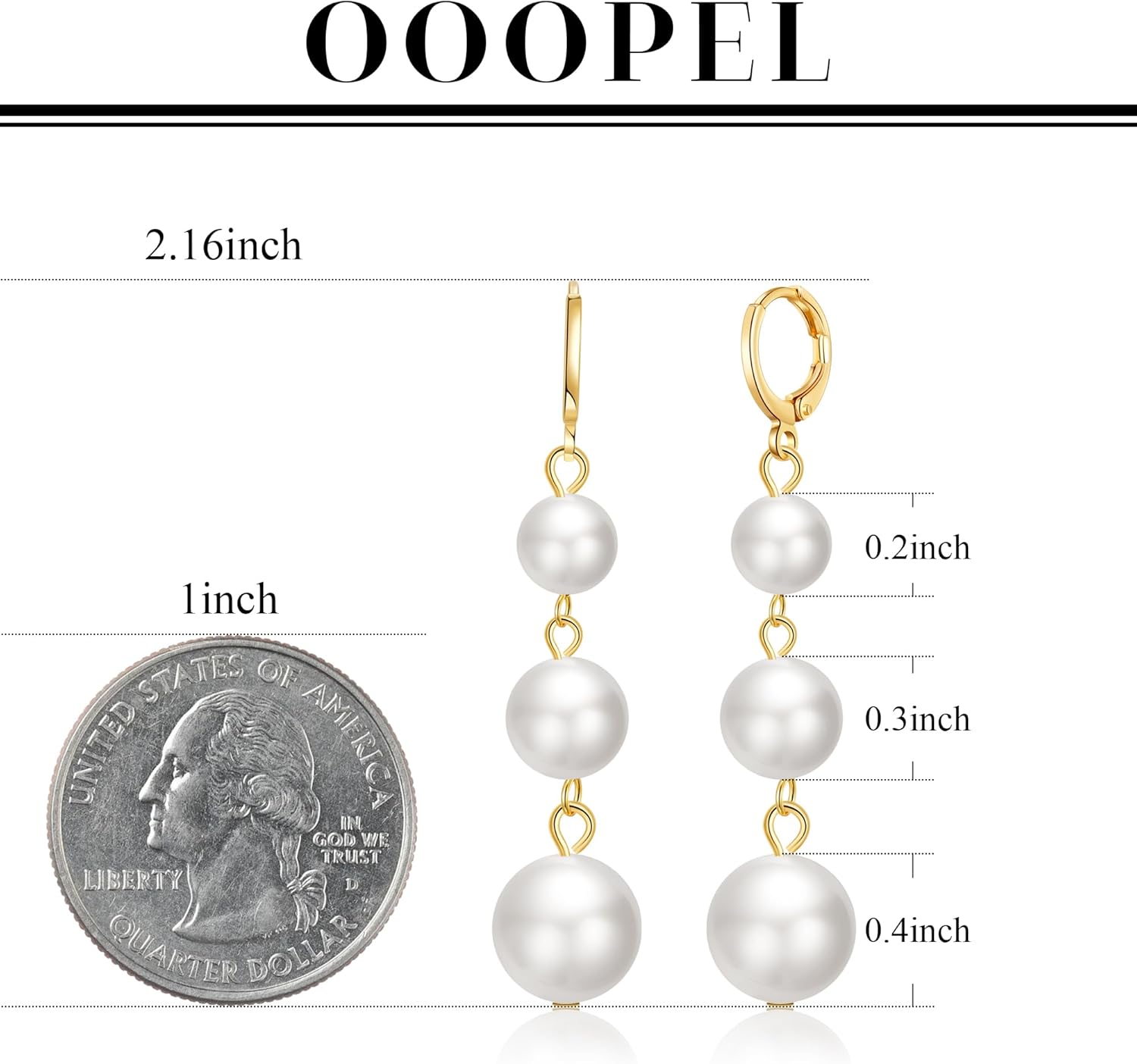 OOOPEL Pearl Earrings for Women Freshwater Pearl Dangle Earrings Sterling Silver Elegant Pearl Stud 14K Gold Plated Handpicked Freshwater Cultured Pearl Earrings Wedding Gifts for Women