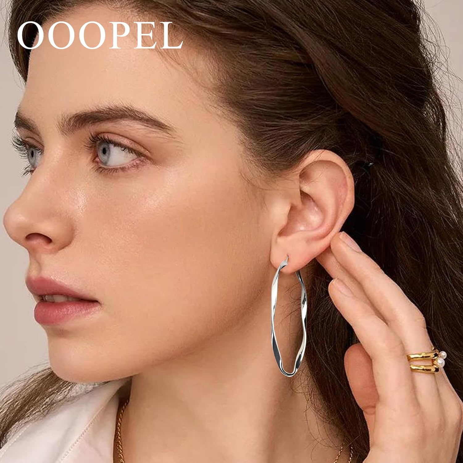 OOOPEL Gold Hoops Earrings for Women, Big 925 Sterling Silver Hoop Earrings Lightweight Hypoallergenic Sterling Silver Hoop Earrings for Women 30MM 40MM 50MM 60MM