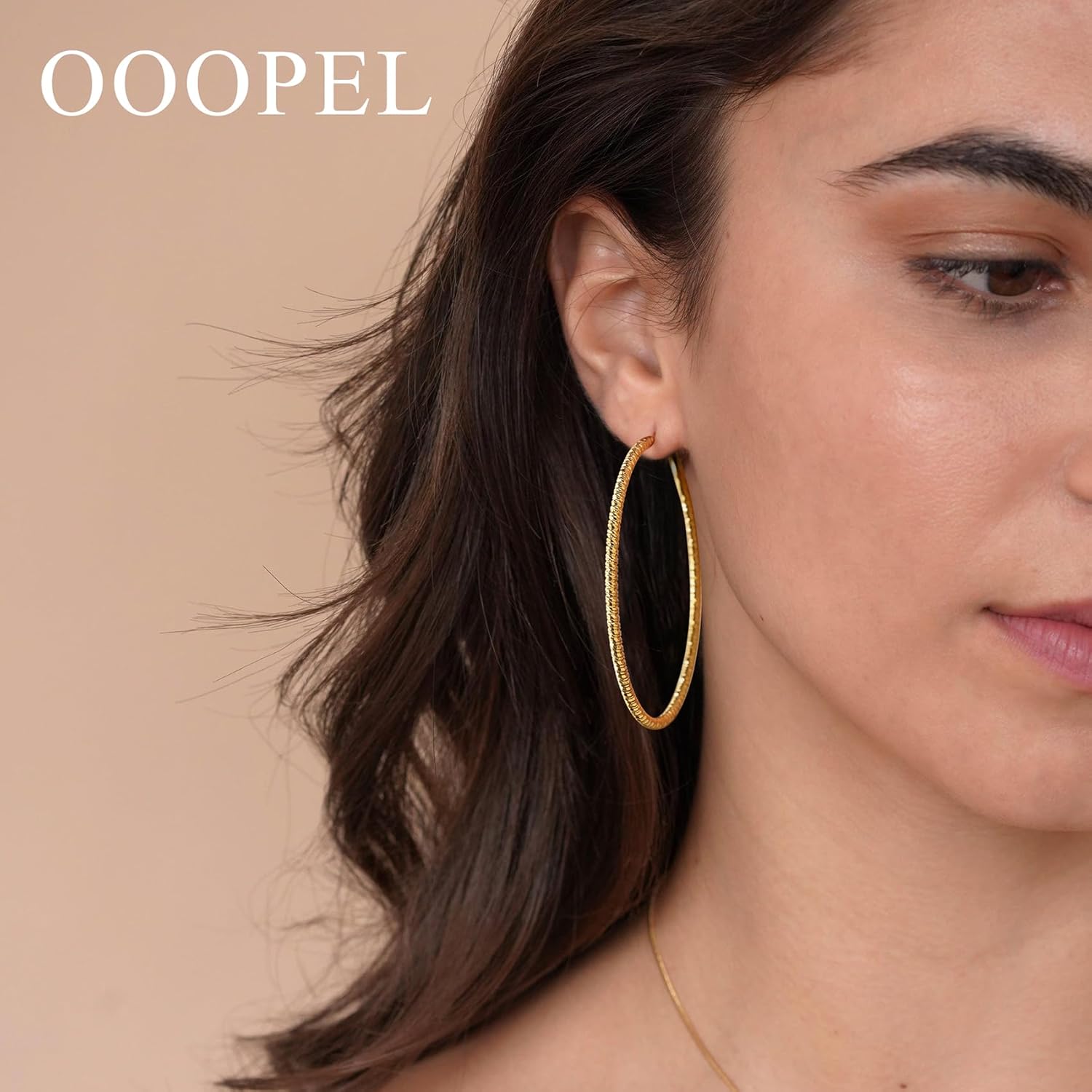 OOOPEL Gold Hoops Earrings for Women, 14k Real Gold Plated Big Earring Hoops Lightweight Earrings Hypoallergenic Large Sterling Silver Hoop Earring for Women 30MM 40MM 50MM 60MM