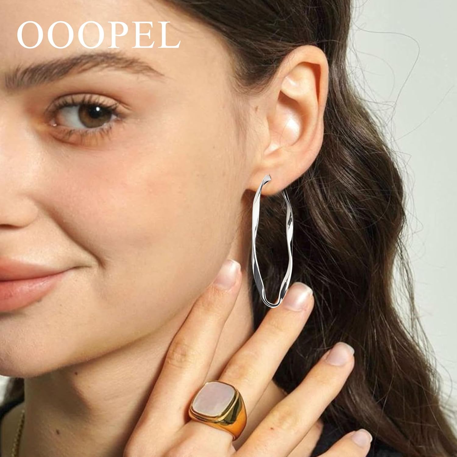 OOOPEL Gold Hoops Earrings for Women, Big 925 Sterling Silver Hoop Earrings Lightweight Hypoallergenic Sterling Silver Hoop Earrings for Women 30MM 40MM 50MM 60MM