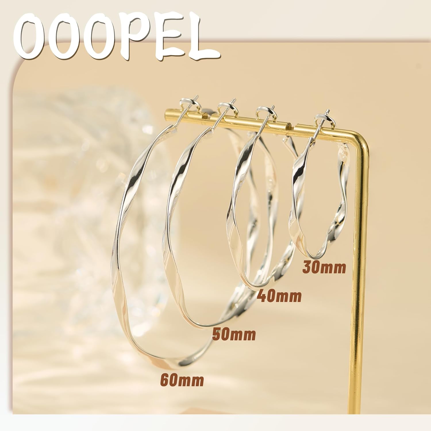 OOOPEL Gold Hoops Earrings for Women, Big 925 Sterling Silver Hoop Earrings Lightweight Hypoallergenic Sterling Silver Hoop Earrings for Women 30MM 40MM 50MM 60MM