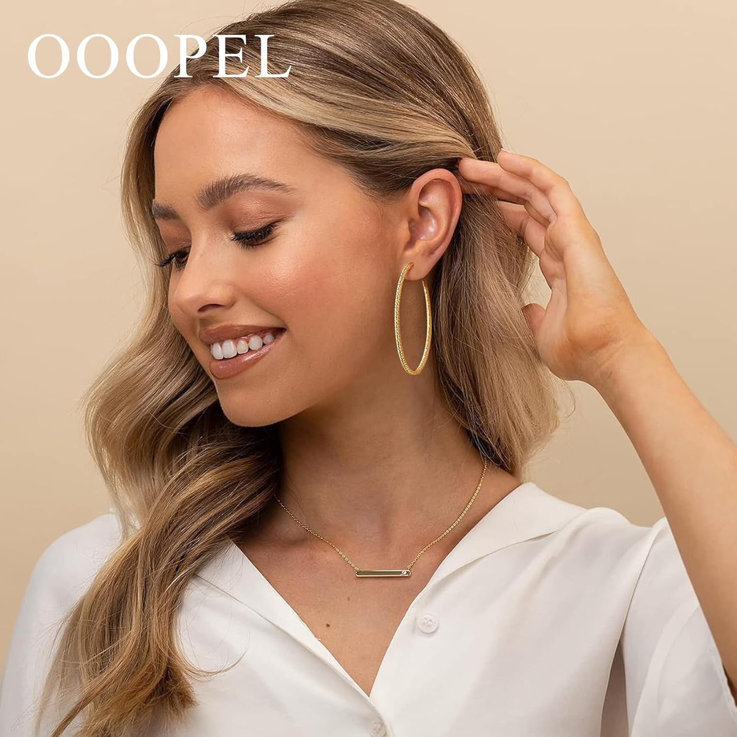 OOOPEL Gold Hoops Earrings for Women, 14k Real Gold Plated Big Earring Hoops Lightweight Earrings Hypoallergenic Large Sterling Silver Hoop Earring for Women 30MM 40MM 50MM 60MM