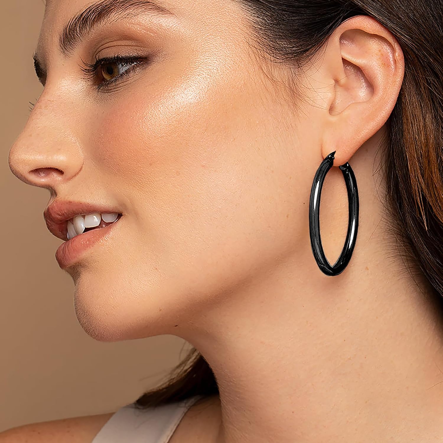 4mm Thick Gold Chunky Earrings Steling Silver Post Hoops Earrings For Women Hollow Tube Hoops Earrings Thick Gold Hoop Earrings Hypoallergenic Lightweight Gold Hoop Large Earrings 20/30/40/50/60MM