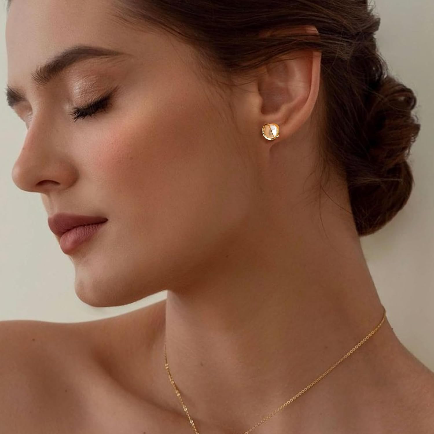 OOOPEL Pearl Earrings for Women Freshwater Pearl Dangle Earrings Sterling Silver Elegant Pearl Stud 14K Gold Plated Handpicked Freshwater Cultured Pearl Earrings Wedding Gifts for Women