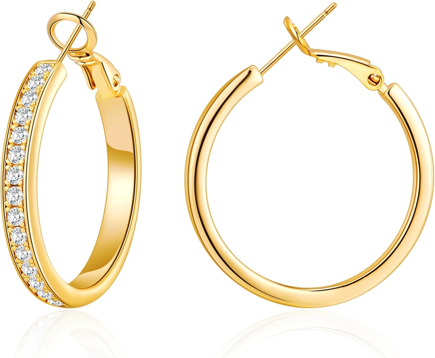 OOOPEL Large Rhinestone Hoops Sparkly Big CZ Hoop Earrings for Women Non Tarnish 925 Sterling Silver/Gold Plated Rhinestone Earrings for Sensitive Ears 30/40/50/60mm