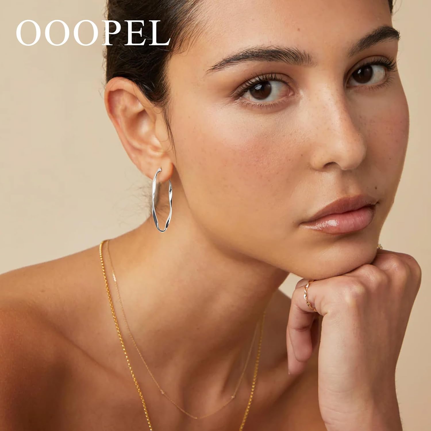 OOOPEL Gold Hoops Earrings for Women, Big 925 Sterling Silver Hoop Earrings Lightweight Hypoallergenic Sterling Silver Hoop Earrings for Women 30MM 40MM 50MM 60MM