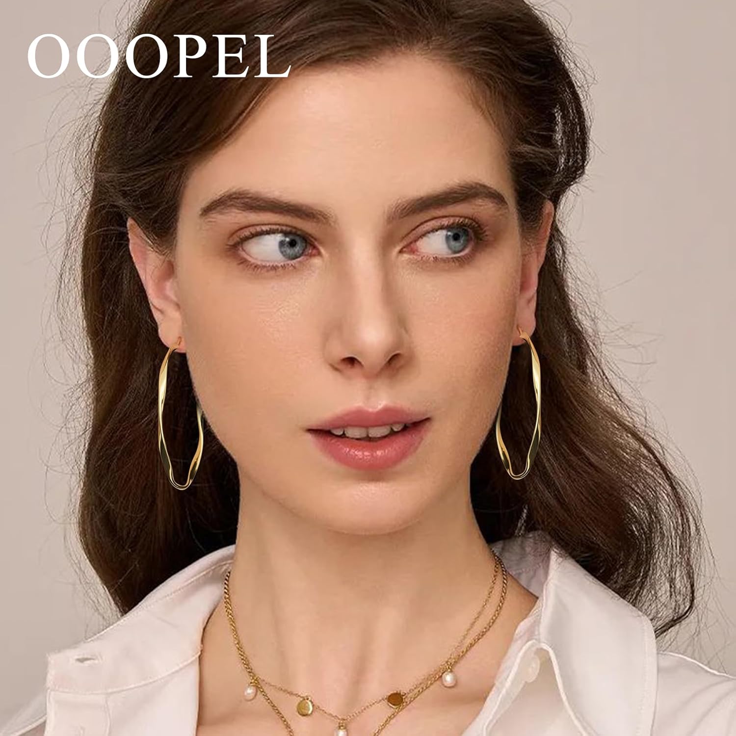 OOOPEL Gold Hoops Earrings for Women, Big 925 Sterling Silver Hoop Earrings Lightweight Hypoallergenic Sterling Silver Hoop Earrings for Women 30MM 40MM 50MM 60MM