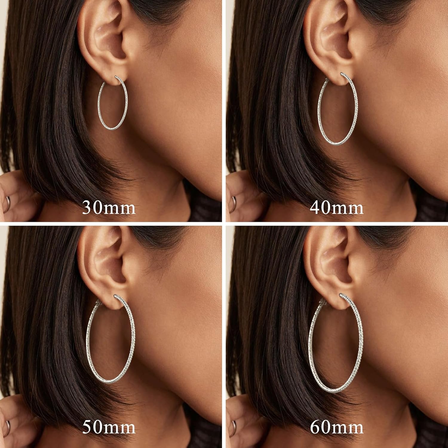OOOPEL Gold Hoops Earrings for Women, 14k Real Gold Plated Big Earring Hoops Lightweight Earrings Hypoallergenic Large Sterling Silver Hoop Earring for Women 30MM 40MM 50MM 60MM