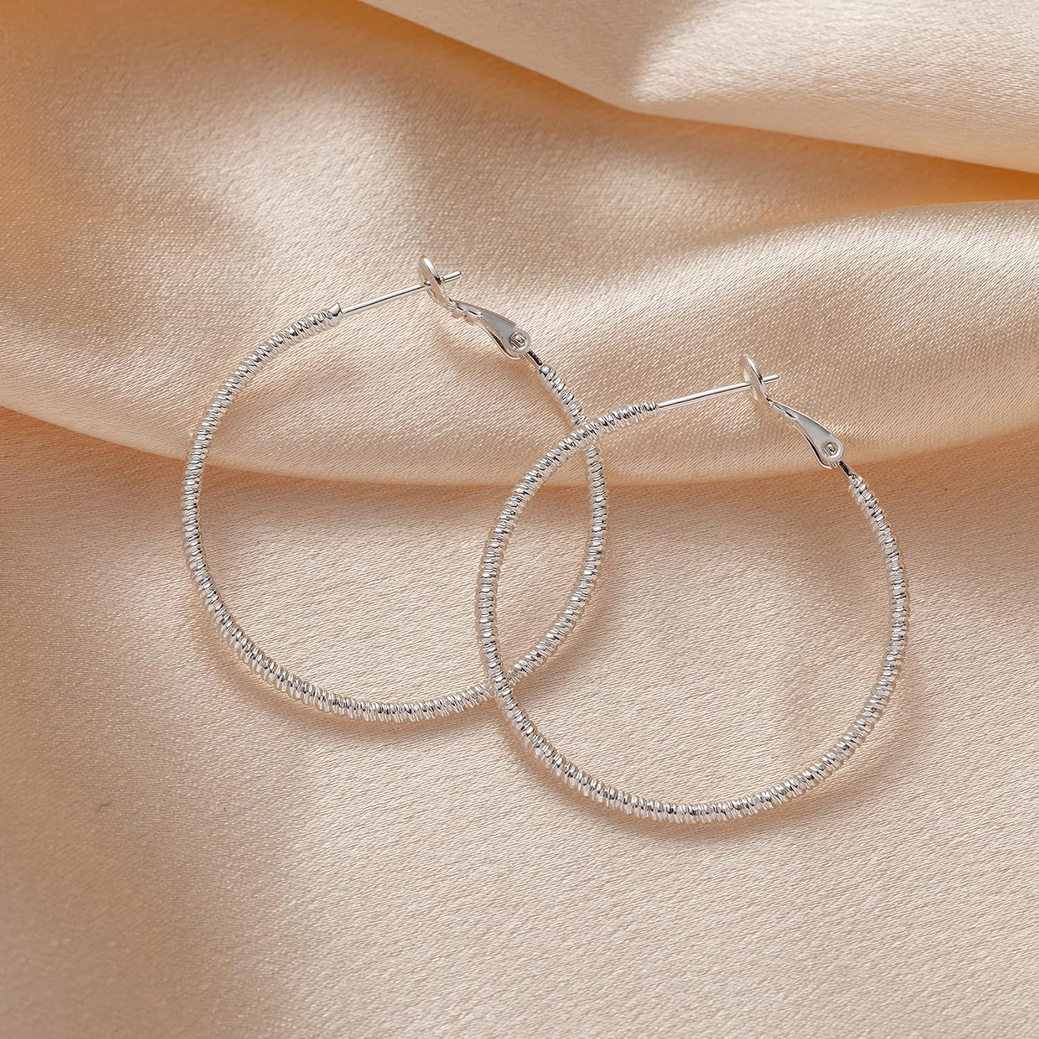 OOOPEL Gold Hoops Earrings for Women, 14k Real Gold Plated Big Earring Hoops Lightweight Earrings Hypoallergenic Large Sterling Silver Hoop Earring for Women 30MM 40MM 50MM 60MM